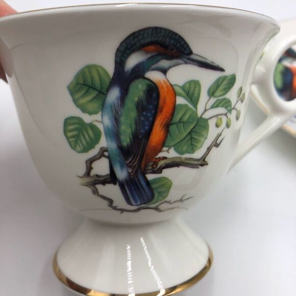 Vintage Gracie Bone China by Coastline Imports Hummingbird Teacup Saucer Set - Picture 5 of 14